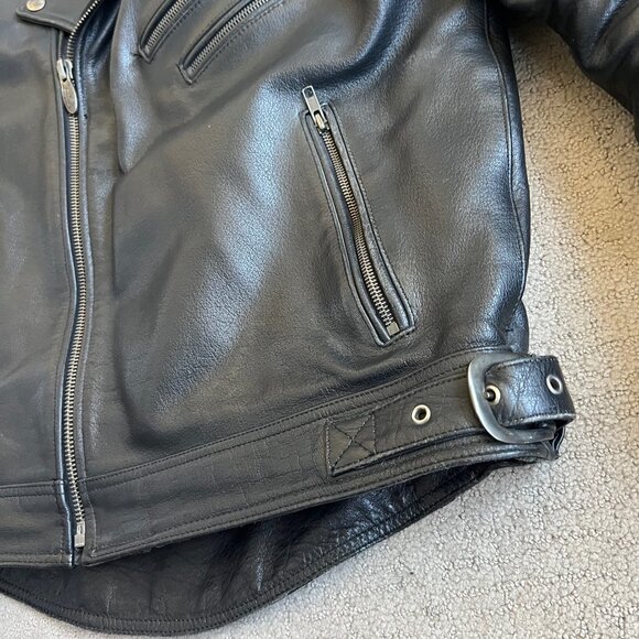 River Road Men’s Caliber Lined Motorcycle Jacket Sz 42 Black Leather Elbow Pad - Picture 6 of 13